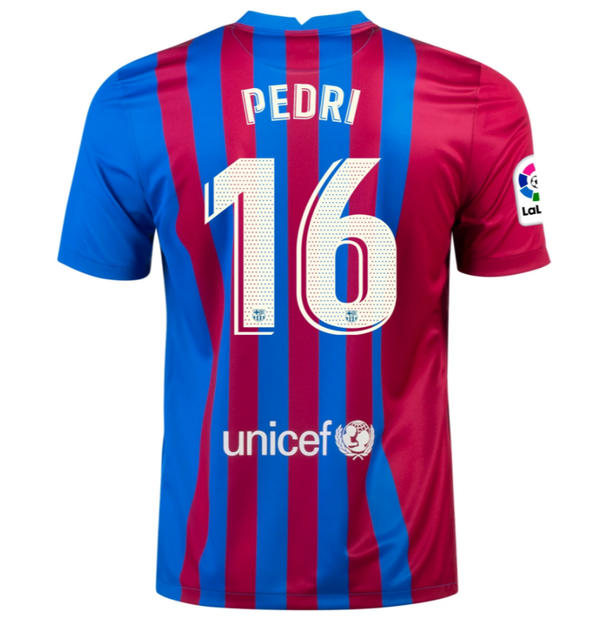 2021/22 Barcelona Home Kit Soccer Jersey with PEDRI 16 printing